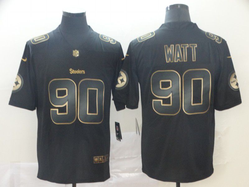 Men Pittsburgh Steelers #90 Watt Nike Vapor Limited Black Golden NFL Jerseys->pittsburgh steelers->NFL Jersey